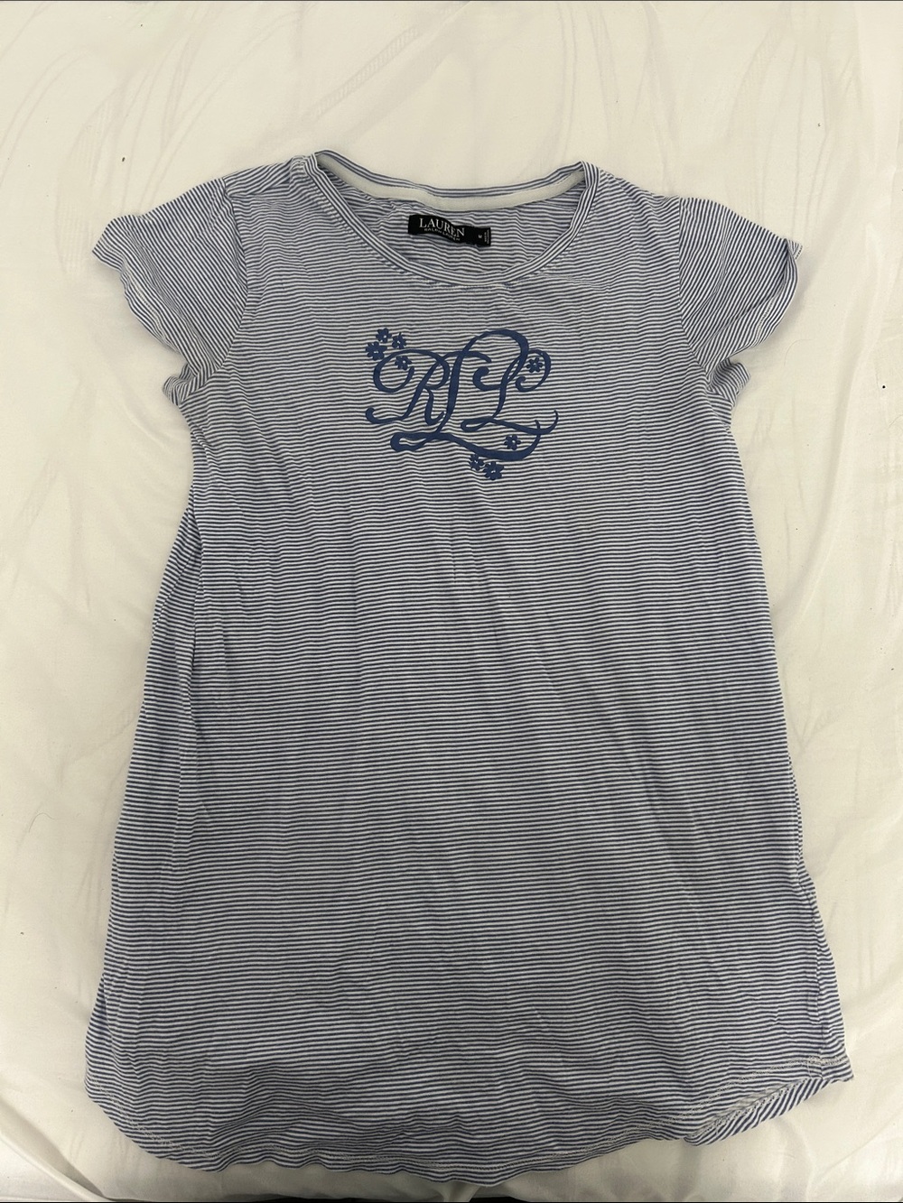 Ralph Lauren Navy and White Striped Girls Tee Dress